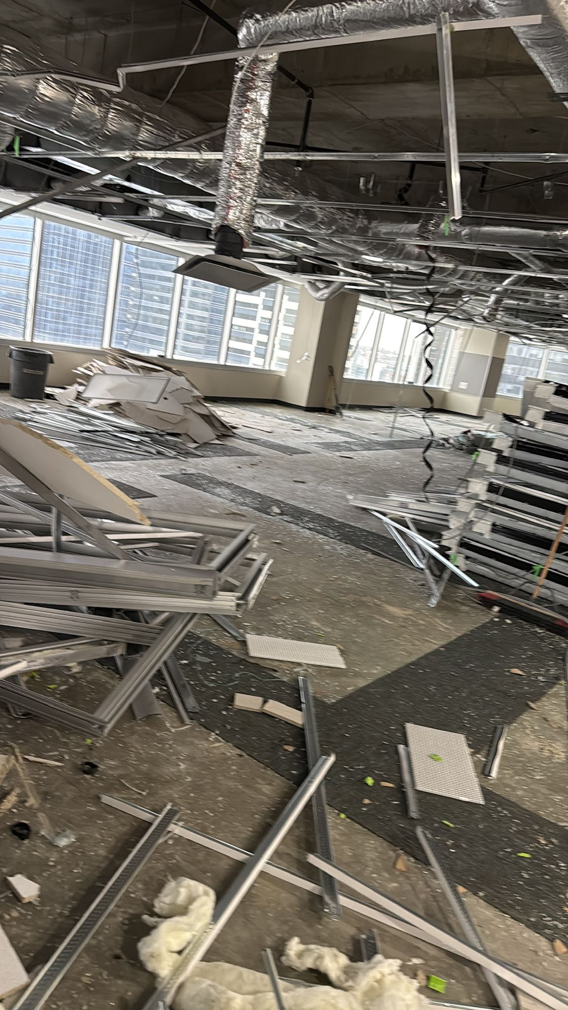 Interior demolition strip-out in commercial space